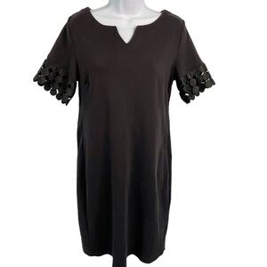 Talbots Womens Size M Black Shift Dress Short Sleeve Cotton Eyelet
